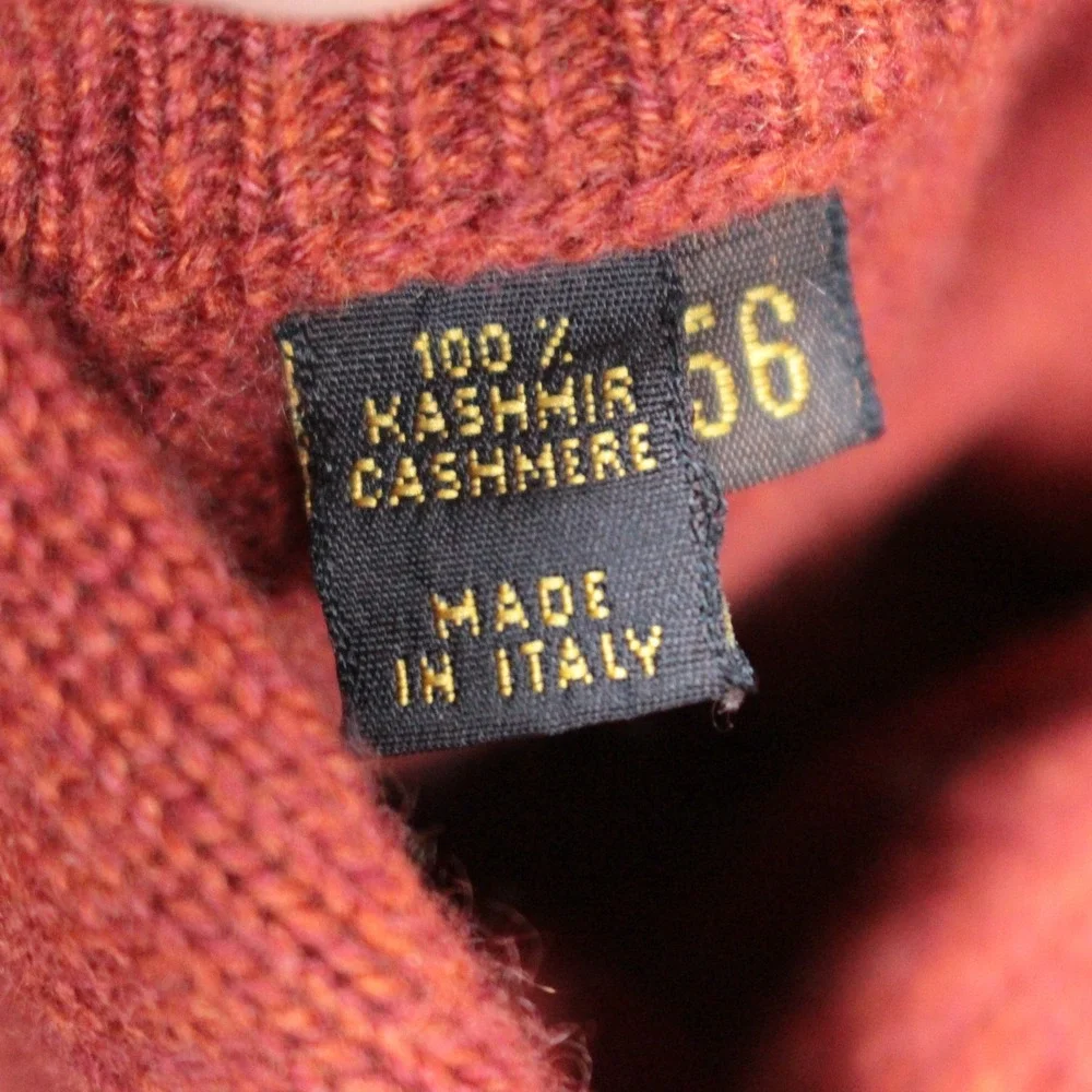 Loro Piana Reversible Knit Vest Mens XL Burnt Orange Taupe Brown 100% Cashmere